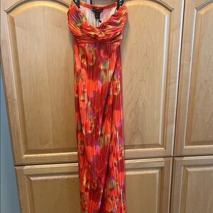PrettyLittleThing Red and Orange Strapless Dress